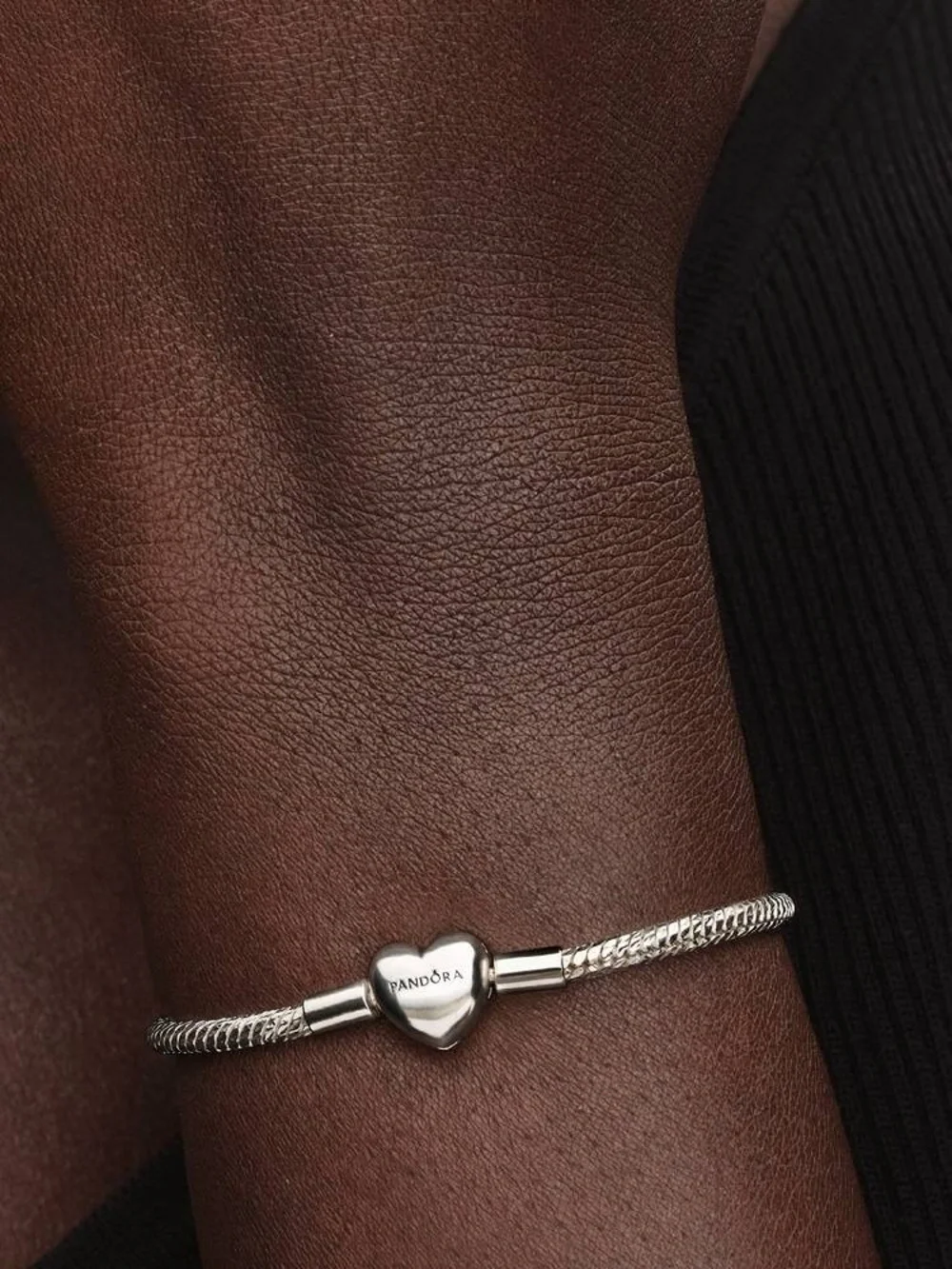 Pandora Heart Clasp Faceted Snake Chain Bracelet